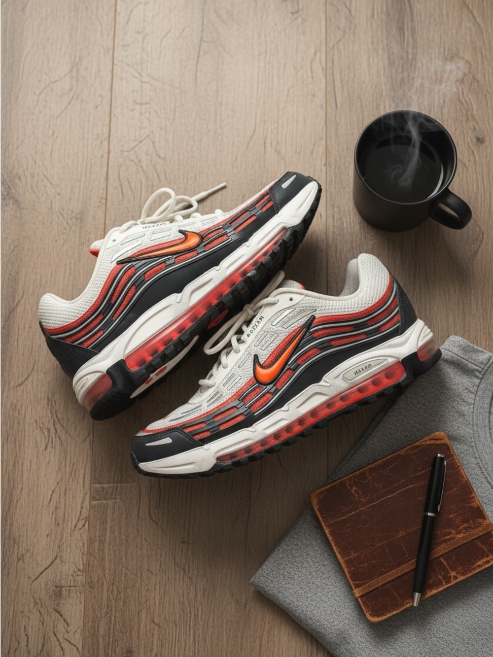 Nike Men's Air Max 98 Sneakers in White / Orange / Black